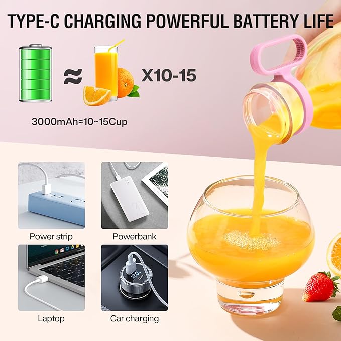 Electric Juicer Cup 6 Blades Blender Milkshake Machine USB Portable Fruit Milk Mixing Tool Mini Fresh Juice Blender