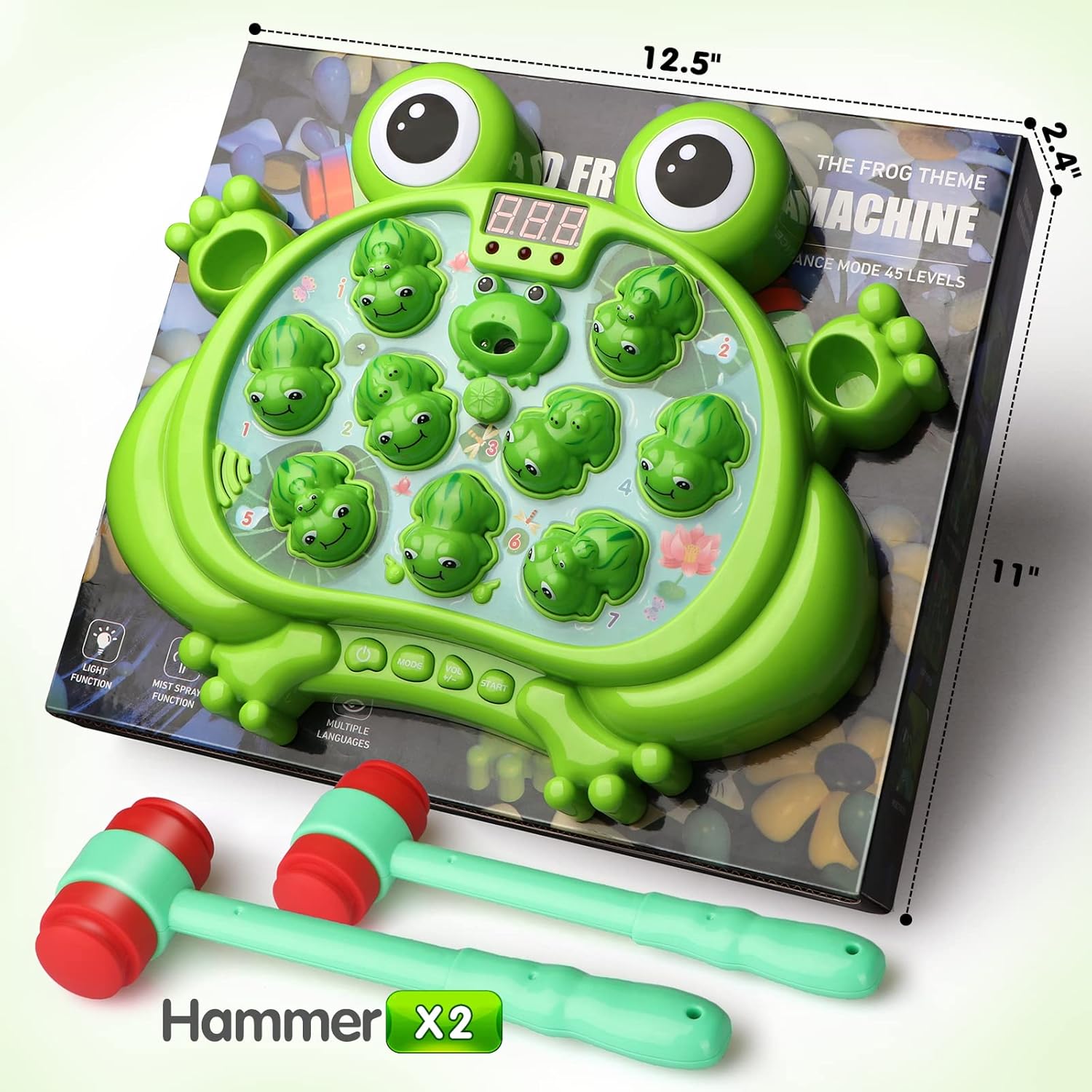 HopeRock Toys for 2 3 4 5 Year Old Boy,Toddler Toys Age 2-4, Whack A Frog Game,with 5 Modes,45 Levels,9 Music Spray and Light-up, Baby Toy Gifts for Early...
