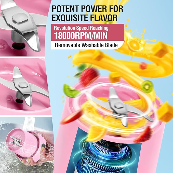 Electric Juicer Cup 6 Blades Blender Milkshake Machine USB Portable Fruit Milk Mixing Tool Mini Fresh Juice Blender