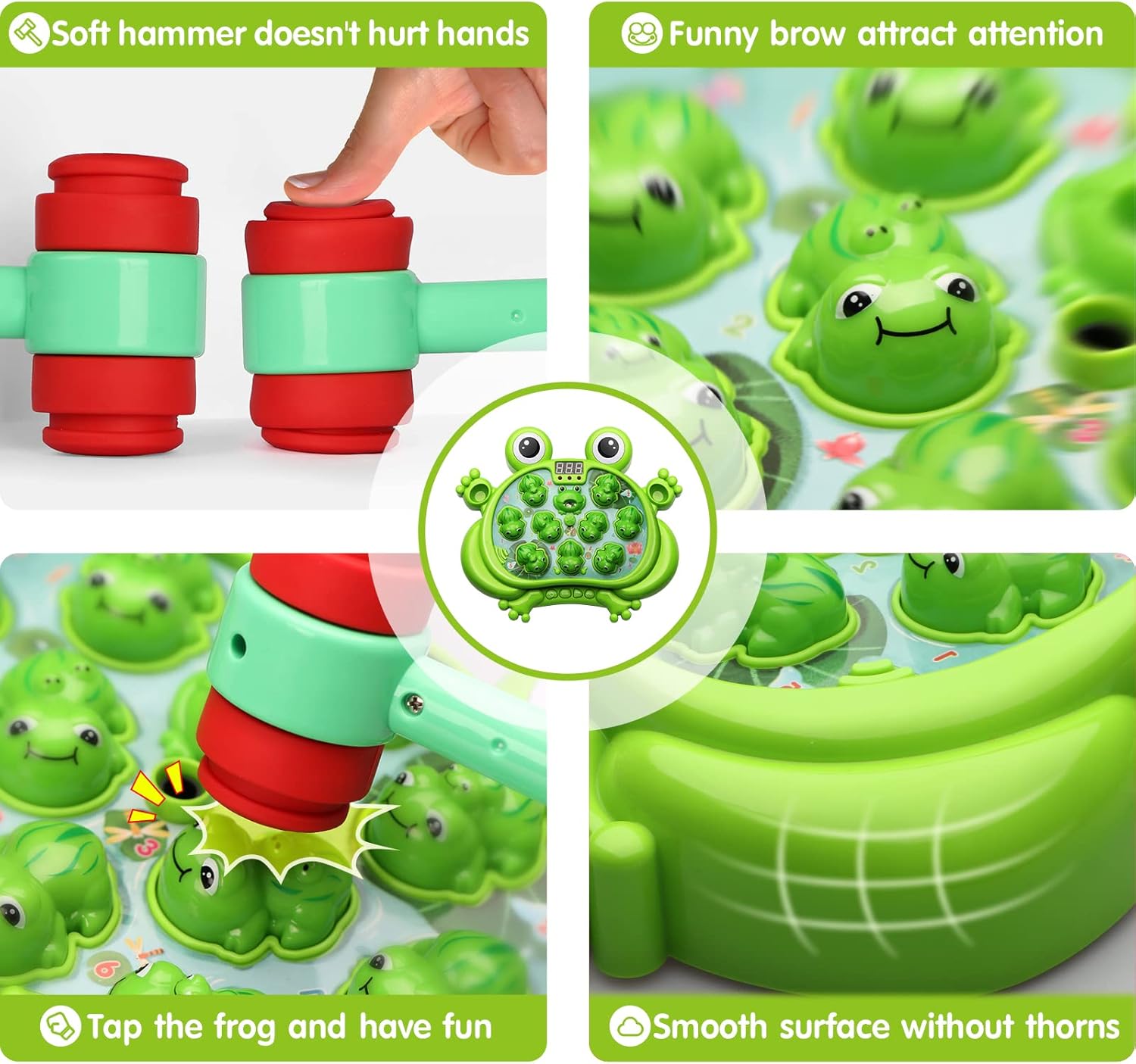 HopeRock Toys for 2 3 4 5 Year Old Boy,Toddler Toys Age 2-4, Whack A Frog Game,with 5 Modes,45 Levels,9 Music Spray and Light-up, Baby Toy Gifts for Early...
